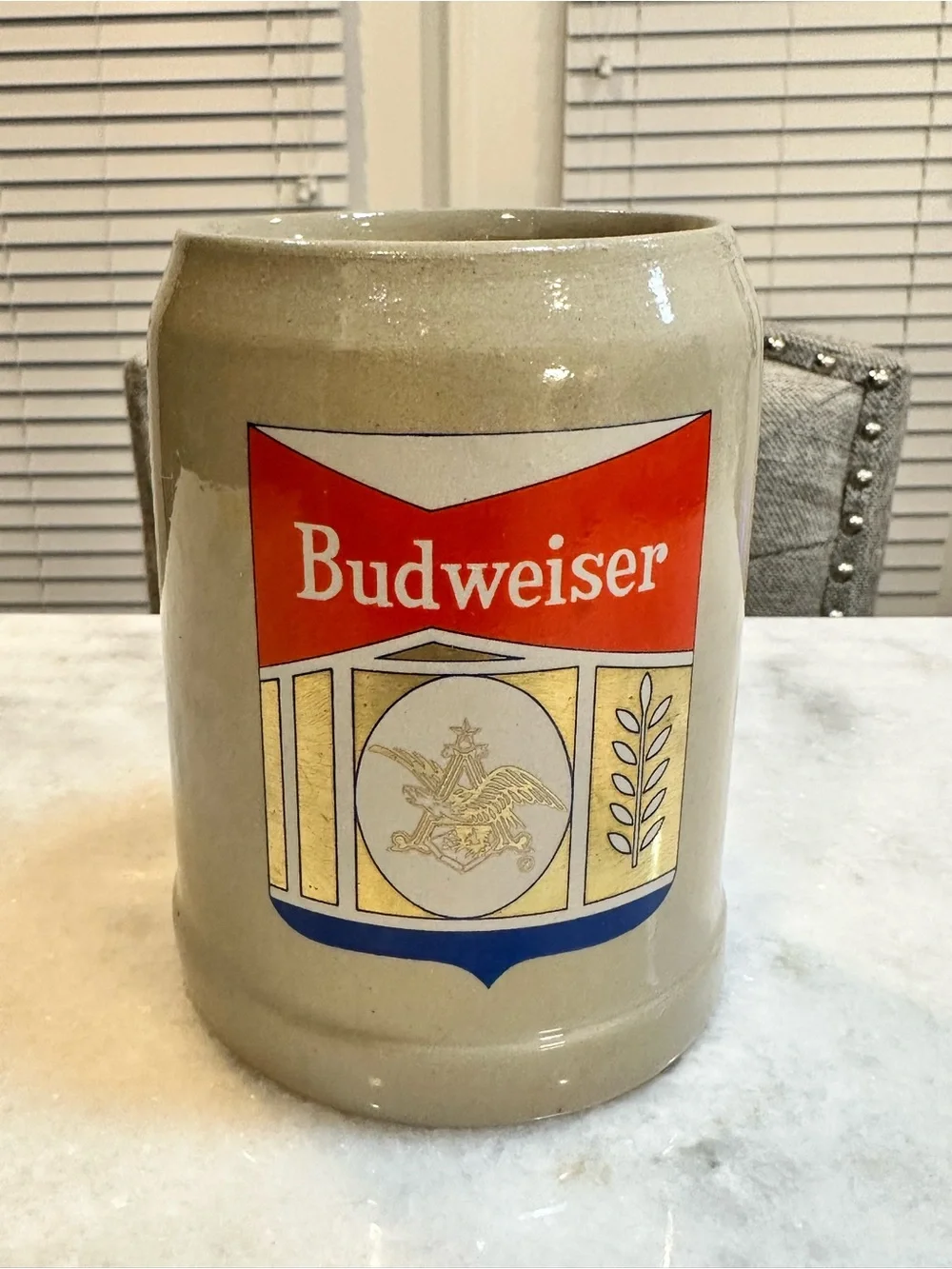 Vintage Budweiser Glazed Stoneware Beer Stein, 20oz